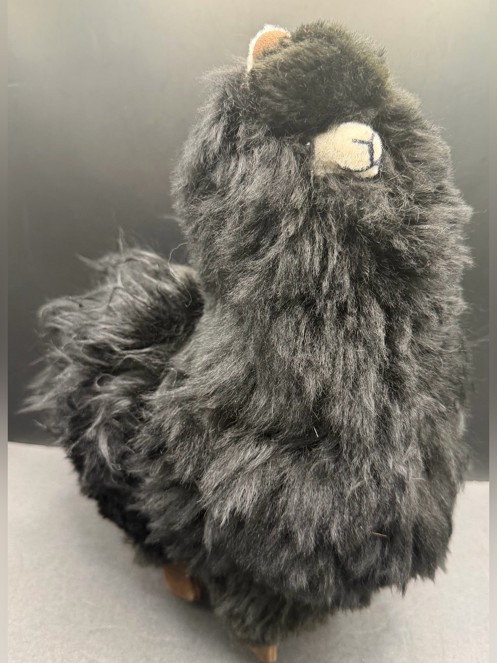 Alpaca -Black Fuzzy Animal, Approximately 12 inches tall